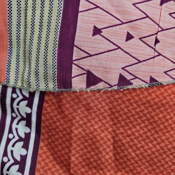 Silk Sari Wrap Skirt, Regular MINI one size fits most, pink and purple - Picture 3 of 7